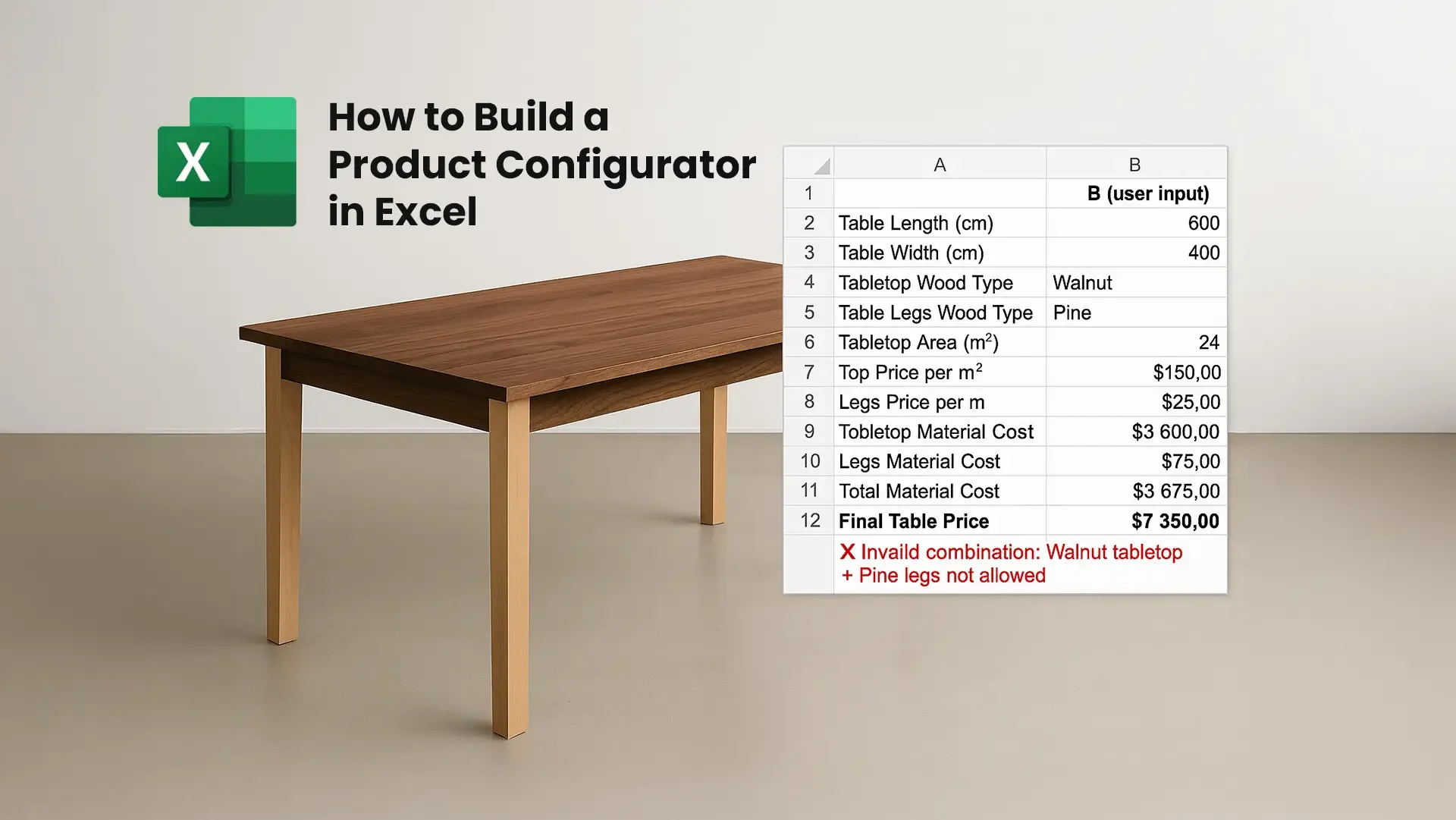 Excel Product Configurator